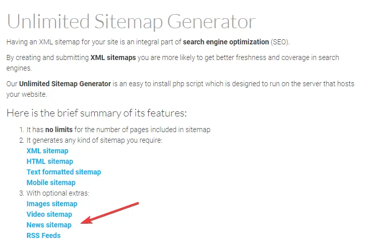 News Sitemap Example