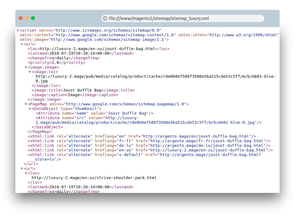 XML Sitemap Example